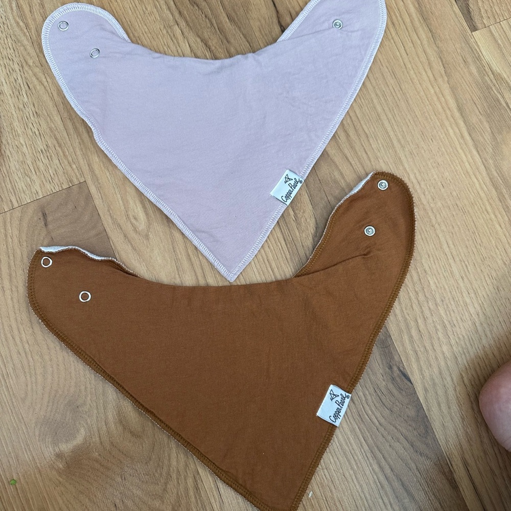Charming Pink and Brown Bandana Bib Set - Picture 2 of 4